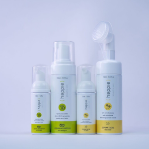 kit espumas antissépticas 150 e 50 ml + espumas faciais pele oleosa 150 e 50 ml